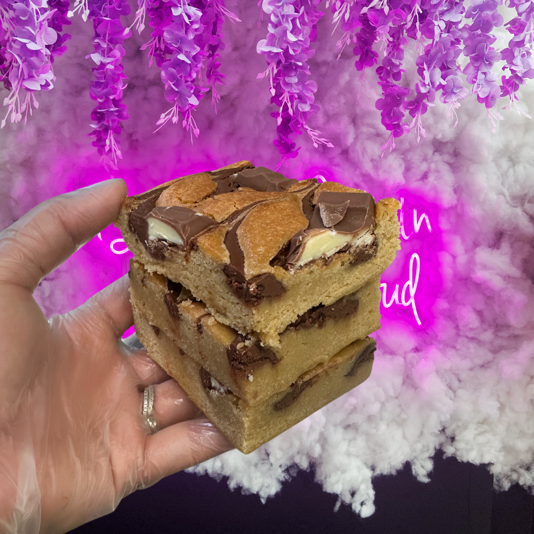Nutella and Kinder Blondie Slice