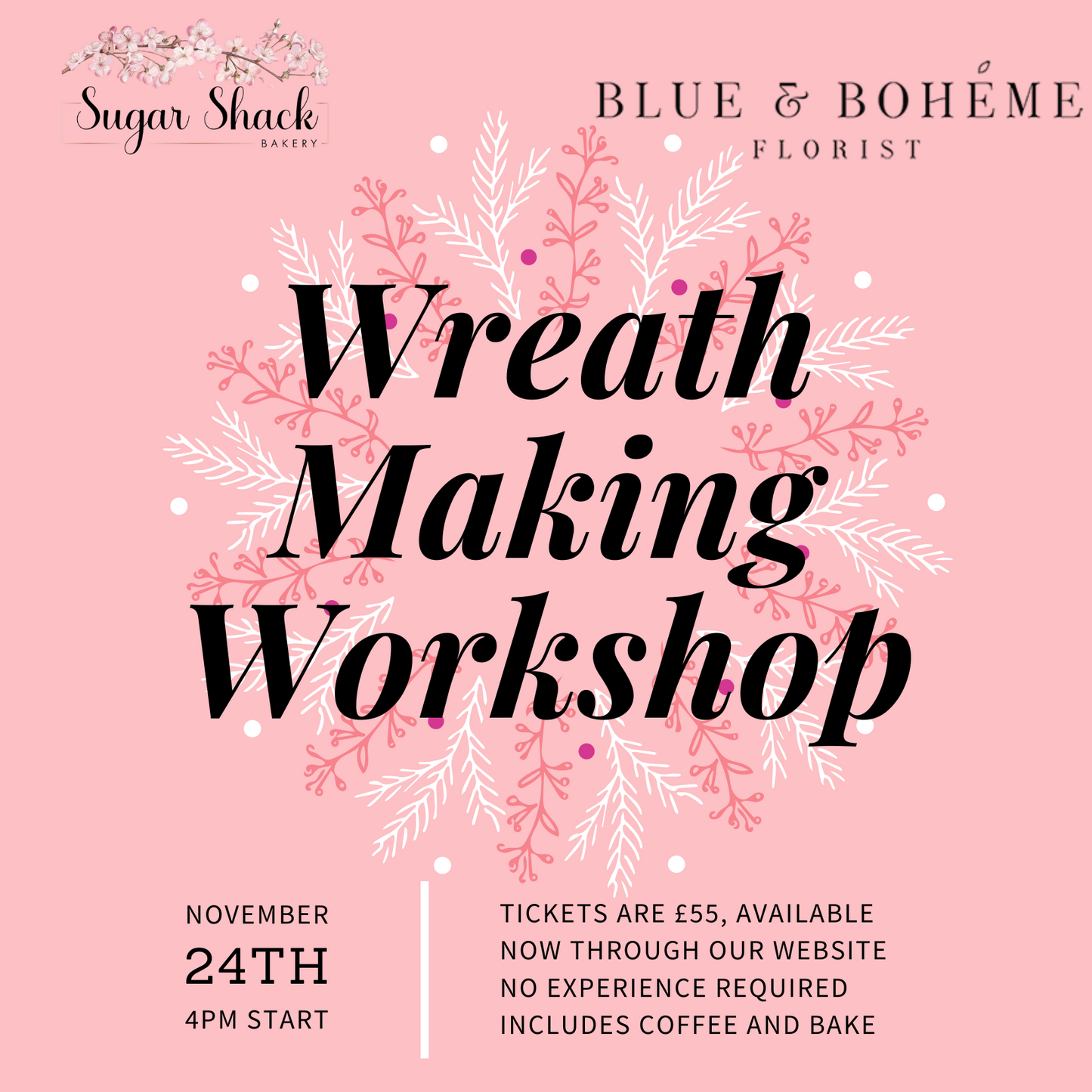 Blue & Boheme Wreath Making Workshop (24/11/24)